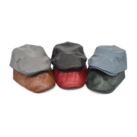 Boina De Cuero PU Vintage Gorra Ivy Retro Plana De Pintor Para Invierno Otoño Impermeable Color Sólido Accesorio Moda