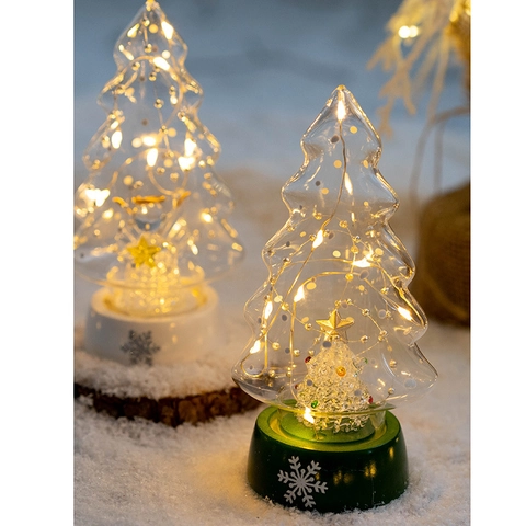 Albero Di Natale Ornamento In Vetro Luce LED Da Tavolo Scrivania Luce Notturna Vetro Mercurio Decorazione Casa Regalo