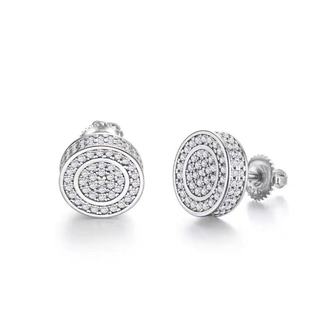 925 Sterling Silver Moissanite Stud Earrings For Men Women Round Iced Out Hip Hop Screw Back Earrings Luxury Fine Jewelry
