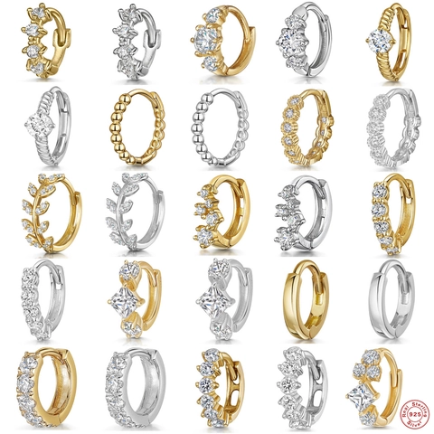 925 Sterling Silver Huggie Hoop Earrings For Women Men Minimalist Zirconia Cartilage Piercing Jewelry Gold Silver Small Hoops