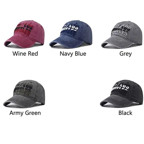 Cappello Da Baseball In Denim Di Cotone Lavato Con Ricamo Los Angeles Stile Vintage Distressed Berretto Da Sole Regolabile Unisex