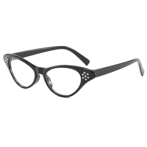 Dames Kattenoog Brilmontuur Retro Heldere Lenzen Decoratieve Bril Strass PC Frame Mode Trendy