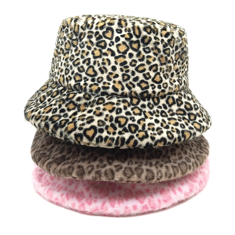 Cappello Alla Pescatora In Pelliccia Sintetica Maculato Inverno Caldo Peluche Per Donna Moda Retro Accessorio Freddo