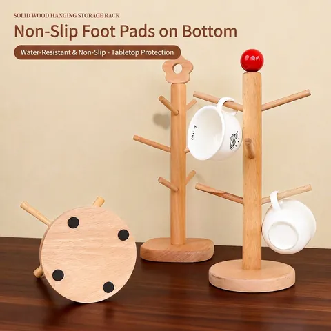 Porte Tasse Support De Séchage Bois De Hêtre Forme D'arbre Crochets Multiples Organisateur Cuisine Support Bijoux Style Japonais