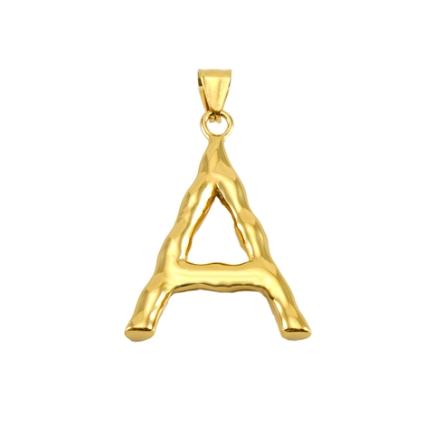 18K Vergoldet Edelstahl Groß Buchstabe Anhänger Damen Mode Bambus Textur Alphabet Anhänger Schmuck Zubehör