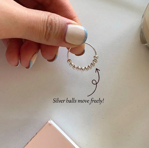 925 Sterling Silber Angst Ring Für Frauen Fidget Bewegliche Perlen Minimalistisch Stressabbau Finger Schmuck