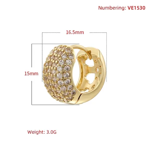 Boucles D'oreilles Huggie Hoop Laiton Zircone Coloré Coeur Creux Bijoux De Mode Élégants Pour Femmes