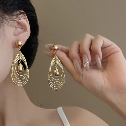 Orecchini Pendenti A Goccia Cavi Multistrato Con Perno In Argento Sterling 925 Gioielli Di Moda Per Donna