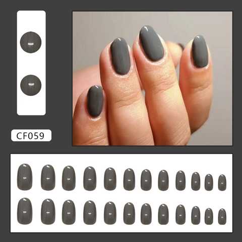 Unghie Finte Rimovibili Lucide Grigio Ghiaccio Plastica ABS Arte Delle Unghie Per Donne Manicure Elegante Semplice Quotidiana