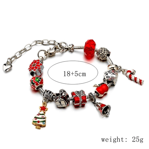 Bracciale Con Charms Di Natale Perline Lega Smalto Vetro Babbo Natale Albero Di Natale Ciondolo Cuore Regalo Festivo