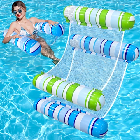 Amaca Ad Acqua Gonfiabile Galleggiante Per Piscina PVC Rete Pieghevole Portatile Estate Letto Galleggiante Lettino Adulti