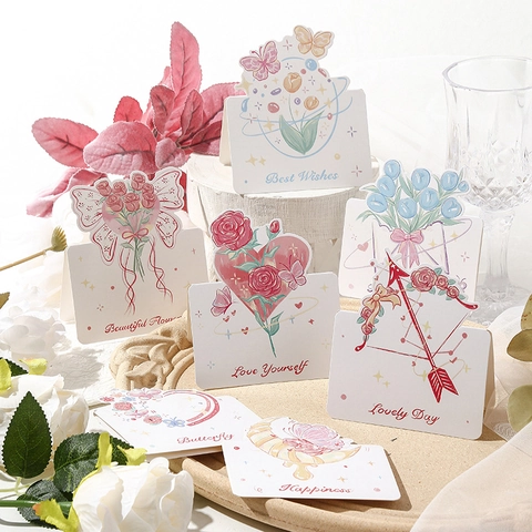Floral Greeting Card Paper Cardboard Folded Mini Bouquet Design For Mother's Day Valentine's Day Ins Style Gift
