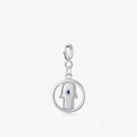Colgante De Mano De Hamsa Amuleto Plata De Ley 925 Circón Azul Mano De Fatima Para Fabricación De Joyas Collar Pulsera Accesorio
