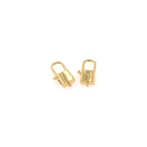 Cierre De Resorte Con Forma De Candado En Cobre Chapado En Oro De 18K Conector Para Creación De Pulseras Y Collares DIY