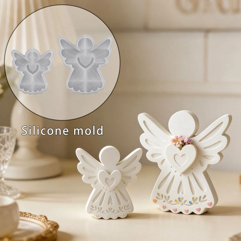 Angel Shape Silicone Mold For DIY Resin Casting Gypsum Epoxy Flower Arrangement Heart Design Crafting Tool