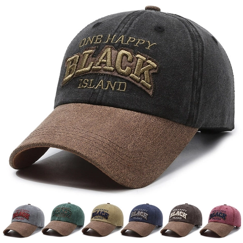 Casquette De Baseball En Coton Lavé Vintage Rétro Distressed Color Block Chapeau De Soleil Avec Boucle Métallique Réglable