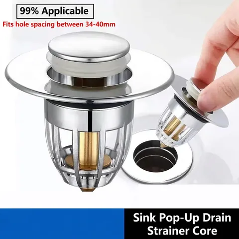 Universal Basin Pop Up Drain Filter Stainless Steel Anti Clogging Sink Stopper With Brass Core Bathroom Accessories