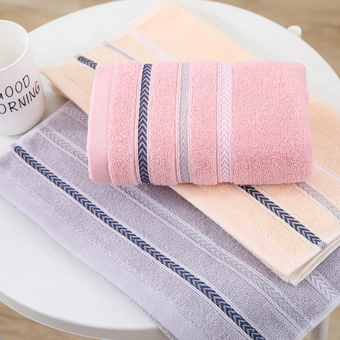 Pure Cotton Face Towel Absorbent Thickened Soft Textured Water Ripple Embroidery Home Bathroom Daily Use