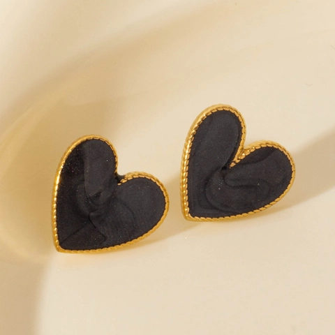 Heart Stud Earrings 304 Stainless Steel Enamel Drip Oil Twisted Rope Border Vintage Elegant Jewelry For Women