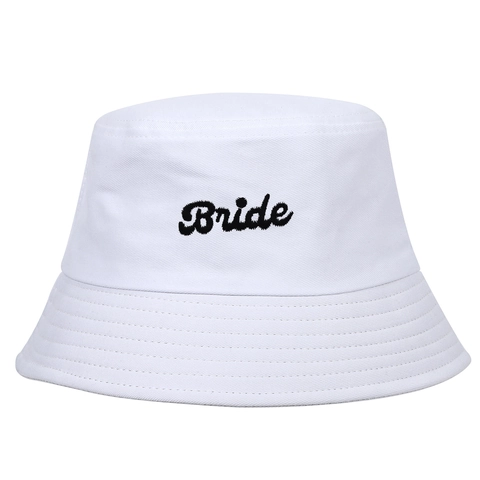 Embroidered Bride Bucket Hat Cotton Breathable Sunshade Wedding Party Beach Sun Protection For Women