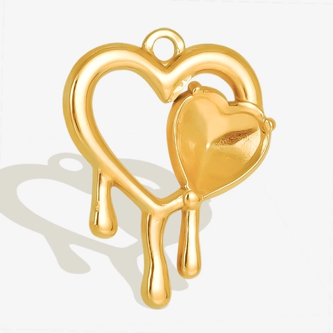 Ciondolo A Cuore In Acciaio Inossidabile 304 Effetto Goccia Di Lava Fusa Doppio Cuore Accessorio Per Creazione Gioielli DIY