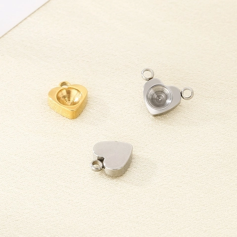 Heart Shape Stainless Steel DIY Earring Stud Bases And Pendants Connectors For Jewelry Making Polished Blank Findings