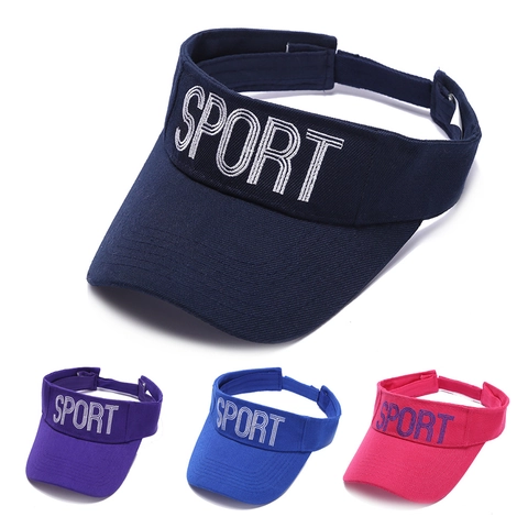 Unisex Outdoor Sport Sun Visor Hat Adjustable Acrylic Embroidery Letters Empty Top Sun Protection Running Golf Tennis Cap