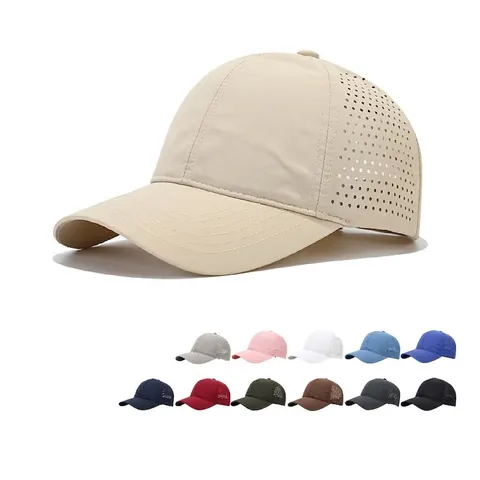 Baseball Cap Quick-Dry Breathable Laser Cut Mesh Outdoor Sun Hat Adjustable Lightweight Unisex Sports Shade
