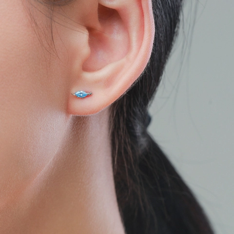 Sea Turtle Stud Earrings Blue Marquise Zircon Inlaid 925 Sterling Silver Earring Post Cute Animal Jewelry For Women