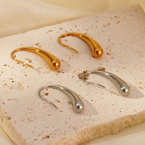Minimalistische Polierte Edelstahl Wassertropfen Ohrringe Für Damen Modische Wassertropfen Haken Ohrringe Schmuck