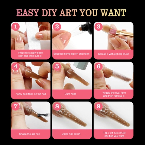 Professional Nail Extension Dual Forms Snake Skin Pattern Transparent Plastic Manicure Art Tools For UV Gel