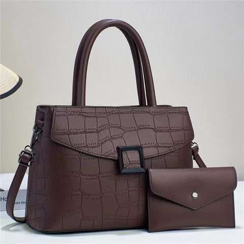 Handbag And Envelope Clutch PU Leather Crocodile Embossed Large Capacity Detachable Shoulder Strap Urban Style Women
