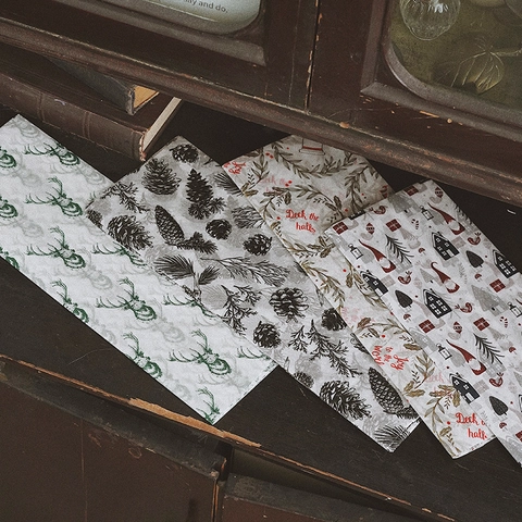 Christmas Gift Wrap Tissue Paper Snowflake Elk Reindeer Pattern Flower Bouquet Lining Waterproof DIY Craft Decorative