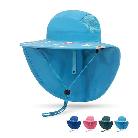 Cappello Da Sole Per Bambini Nylon Traspirante Con Protezione Per Il Collo Protezione UV All'aperto Regolabile Unicorno