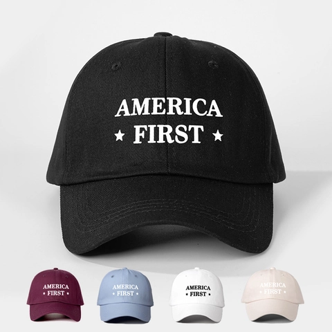 America First Stars Baseballkappe Polyester Verstellbar Sonnenschutz Vintage Gebogener Rand Hut Für Damen Herren