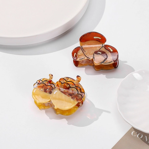 Acorn Mushroom Shape Hair Claw Clip Acetate Amber Texture Strong Hold Shark Clip Cute Vintage Hair Accessories For Women