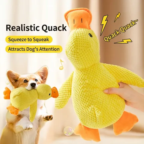 Squeaky Duck Dog Toy Pineapple Fleece Plush Interactive For Small Medium Large Dogs Relieve Boredom Soft Bite Resistant