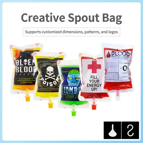 Halloween Blutbeutel Getränkebeutel Kunststoff Ausgießer Taschen Für Party Getränke Saft Vampir Cosplay Requisiten Horror Thema