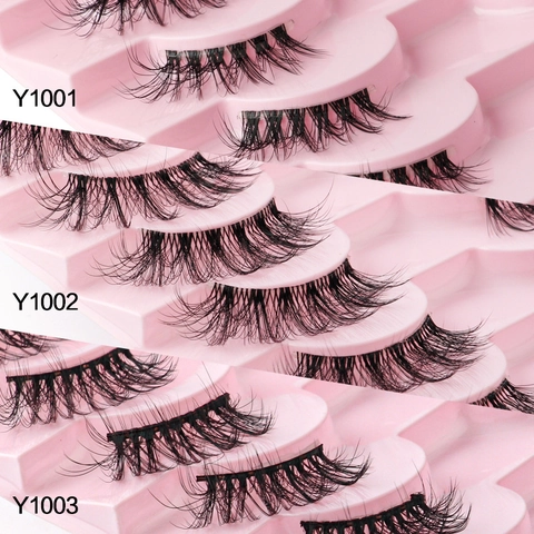 Falsche Wimpern Synthetikfaser Transparentes Band Natürlich Dick Handgefertigt Wiederverwendbar 3D Augen Make-up Profi