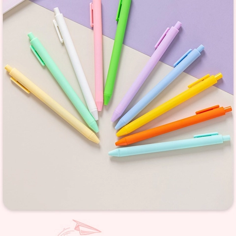 Retractable Ballpoint Pen Plastic Matte Minimalist Macaron Morandi Color Smooth Writing Office School Stationery