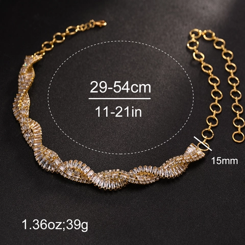 Moda Lega Strass Croce Choker Collana Lucido Cristallo Ondulata Intrecciata Catena Clavicola Gioielli Per Donna Festa Banchetto