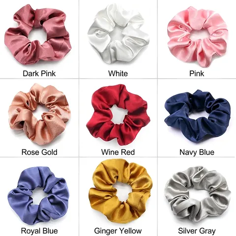 Satin Satin Scrunchie Solid Color Elastic Hair Tie Fashion Ponytail Holder Soft Hair Accessories For Women And Girls