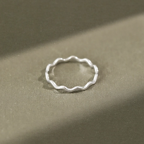 Anillo Ondulado De Plata De Ley 925 Línea Curva Minimalista Zigzag Simple Pulido Apilable Joyería De Dedo Mujeres