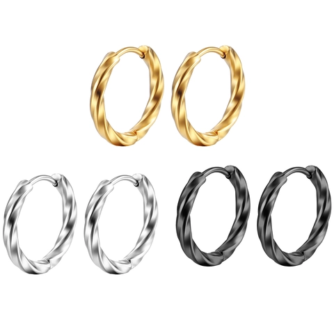 Pendientes De Aro De Cuerda Retorcida Acero Inoxidable Círculo Geométrico Espiral Bisagra Joyería Minimalista Para Mujeres Hombres