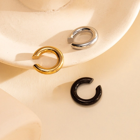 Stainless Steel Ear Clips Non Pierced Round Hoop Earrings Minimalist Geometric Jewelry For Men Women