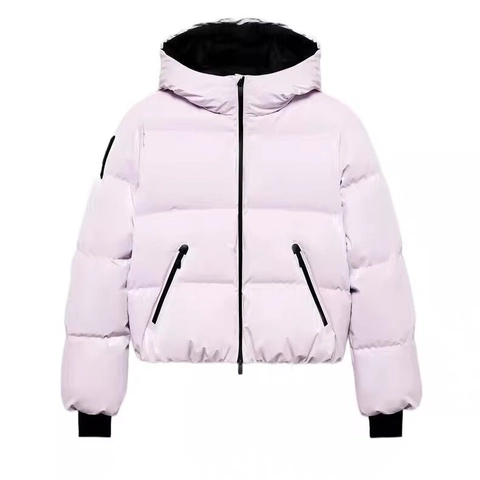 Women Hooded Puffer Jacket And Pants Winter Warm Ski Outfit Solid Color Zip Up Short Bread Coat Streetwear