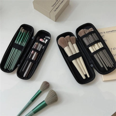 Tragbare Make-up-Pinseltasche PU EVA Wasserdicht Reise Kosmetiketui Minimalistischer Reißverschlussbeutel Für Damen