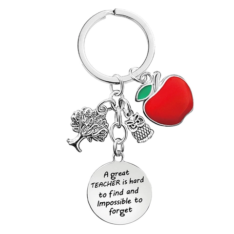 Teacher Appreciation Keychain Gift Metal Apple Tree Owl Engraved Thank You Gift For Mentors Coaches Educators