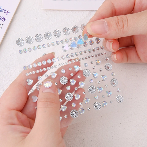 Gemas Faciales Pegatinas Corporales Autoadhesivas 3D Nail Art Diamantes Imitación Perlas Artificiales Sintéticas Maquillaje DIY