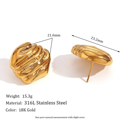 Stainless Steel Geometric Stud Earrings Gold Plated 18K Freshwater Pearl Rhinestone Conch Flower Heart Earring For Women Jewelry